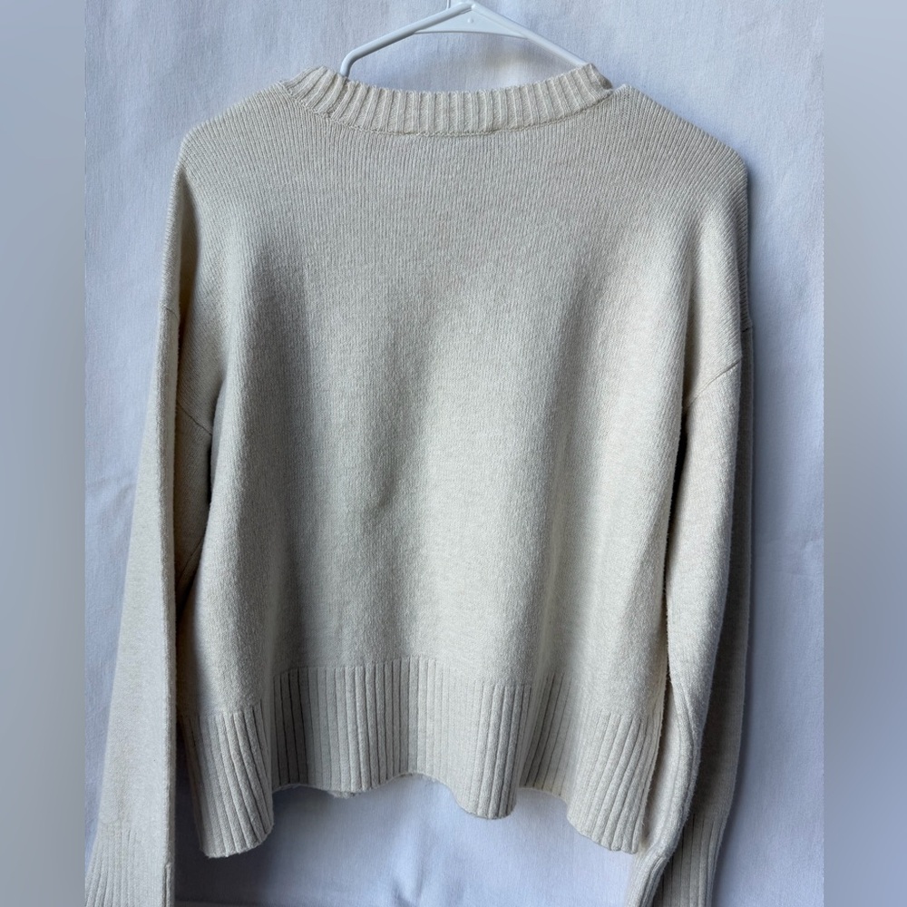 LOFT Boxy Cotton Crewneck in Bone Size Small - Picture 2 of 6